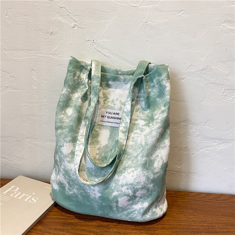 IELGY fashion tie-dye canvas handbag small fresh and large capacity portable