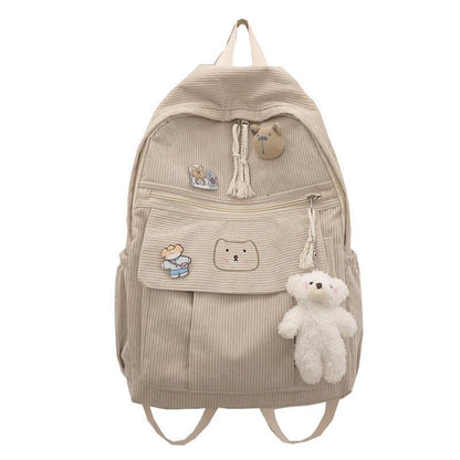 IELGY schoolbag female Korean Harajuku corduroy all-match backpack