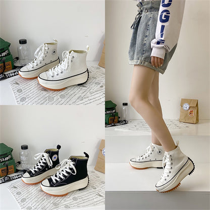 IELGY women's sports style is thin hip-hop canvas shoes platform high-top laces