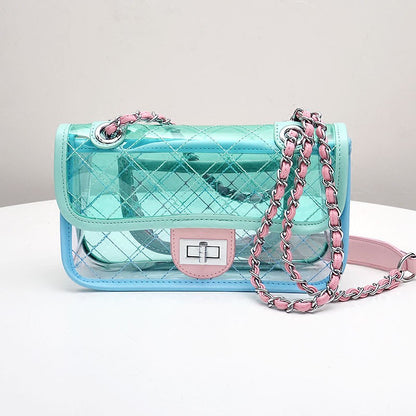 Transparent bag Lingge chain bag Messenger bag Jelly bag