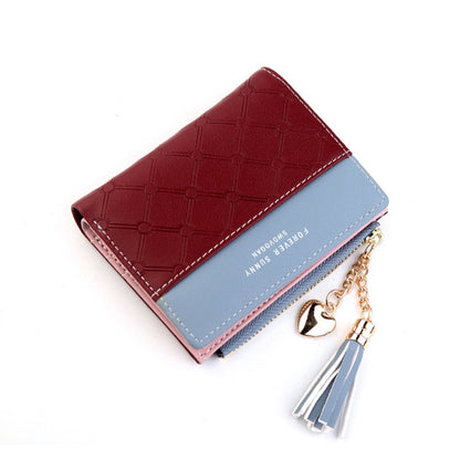 IELGY ladies coin purse contrast color wallet zipper button bag