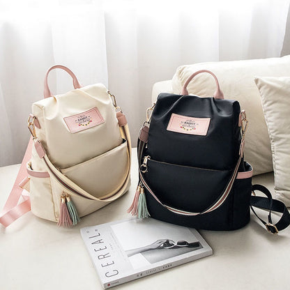 IELGY Oxford cloth backpack women black Korean large-capacity travel school bag