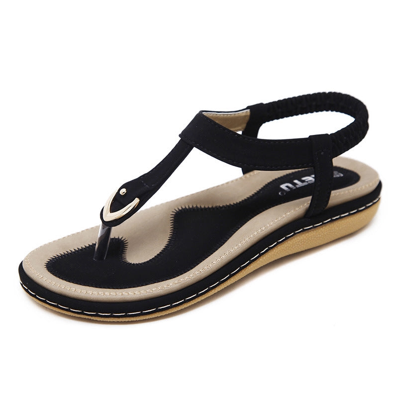 IELGY [Size35-42] Buckle Sandals Women's Casual Seaside Comfortable Plus Size Beach Flats