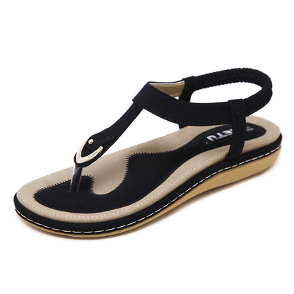 IELGY [Size35-42] Buckle Sandals Women's Casual Seaside Comfortable Plus Size Beach Flats