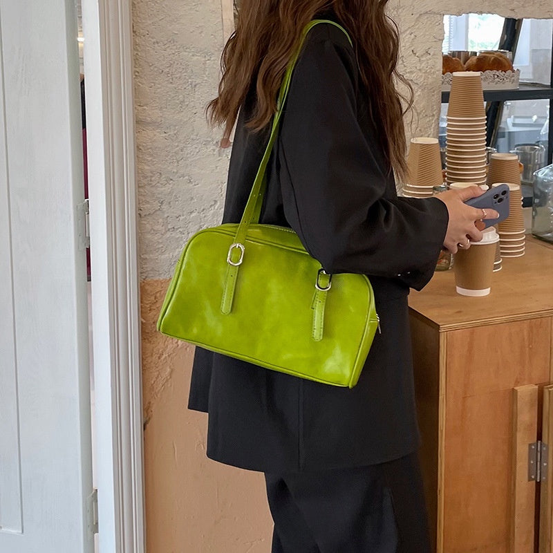 IELGY bag Retro soft leather underarm bag handbag fashionable large-capacity one-shoulder bag