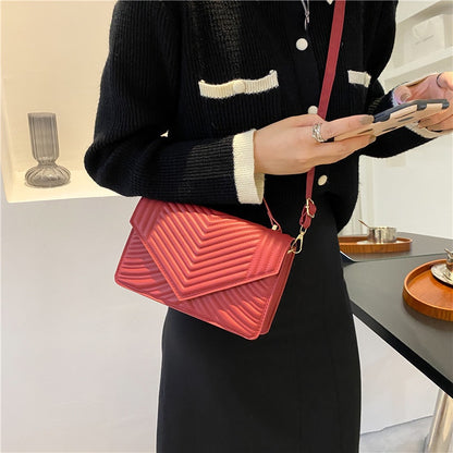IELGY fashion rhombus embroidery thread female bag retro small square solid color texture single-shoulder messenger