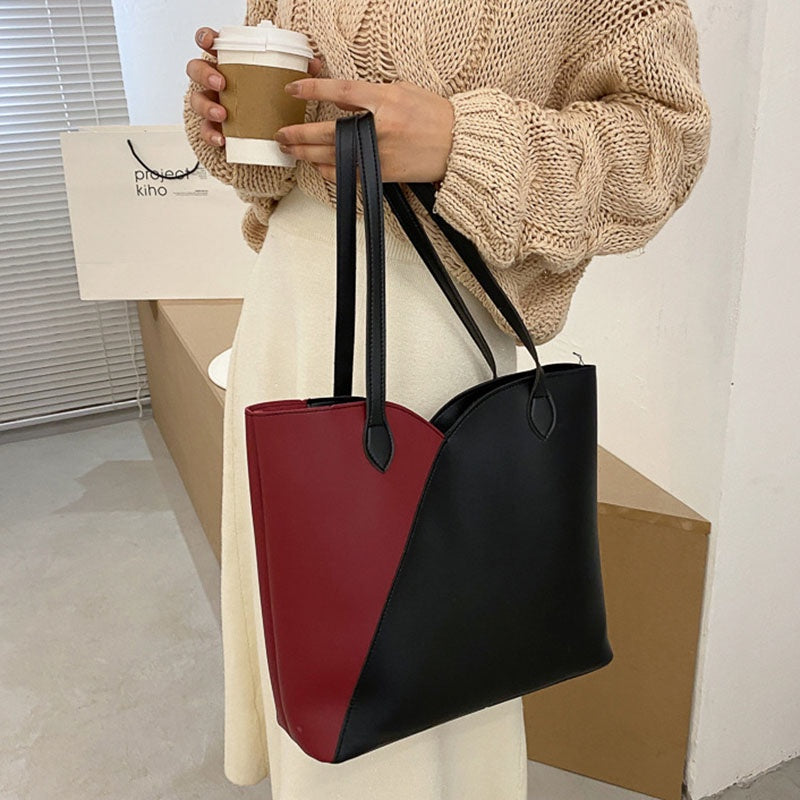 IELGY Women's bag casual large capacity black portable one shoulder all-match simple tote fashion