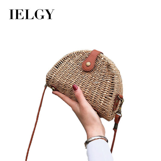 IELGY Straw bag shell bag shoulder Messenger bag beach bag