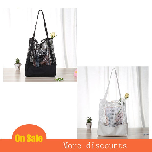 Grid handbag shopping bag hollow beach bag canvas net bag