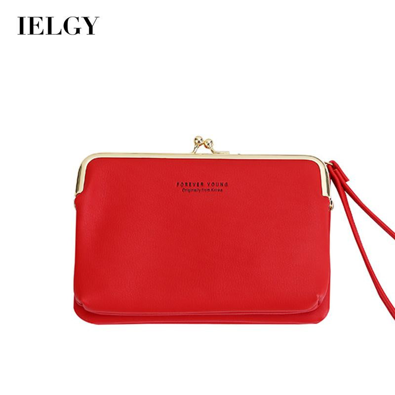 IELGY Ladies Elegant Wallet Frosted PU Leather Double Zipper Long Portable