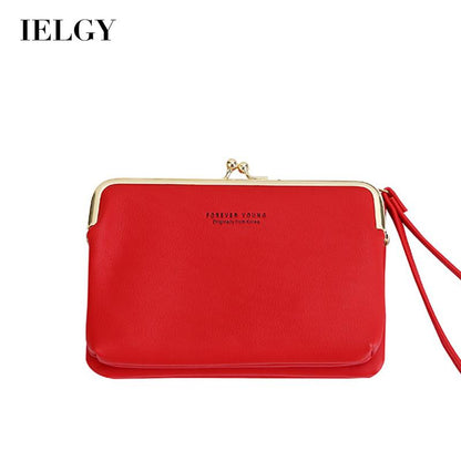 IELGY Ladies Elegant Wallet Frosted PU Leather Double Zipper Long Portable