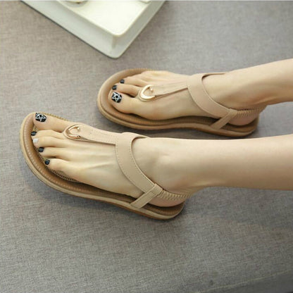 IELGY [Size35-42] Buckle Sandals Women's Casual Seaside Comfortable Plus Size Beach Flats