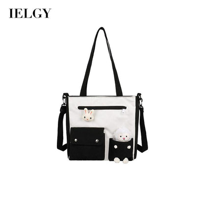 IELGY Japanese Large capacity Cross-body Simple Canvas Casual Book Woman's bag One-shoulder All-match