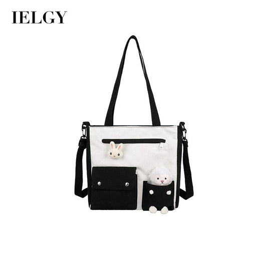 IELGY Japanese Large capacity Cross-body Simple Canvas Casual Book Woman's bag One-shoulder All-match