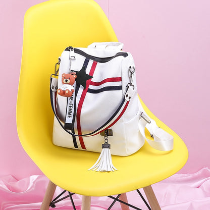 IELGY Backpack female large capacity ladies Europe and America ribbon multi-function backpack