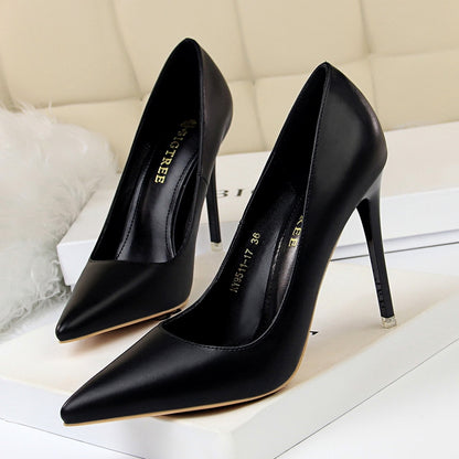 IELGY Korean women's shoes fashion simple Super high-heeled shallow mouth pointed sexy shoes