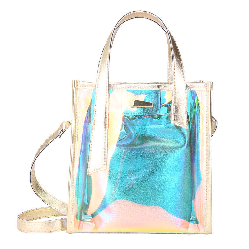 IELGY Summer Korean version jelly bag picture bag trendy transparent bag handbag ins style diagonal shoulder bag shoulder strap design