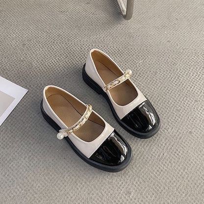 IELGY Thick-soled British style small leather shoes women shoes Mary Jane jk love beanie black single shoes