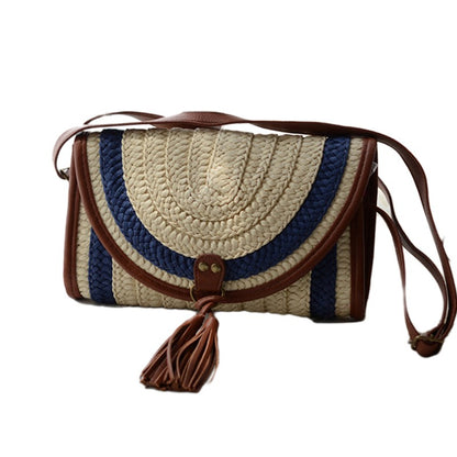 Diagonal shoulder straw bag rattan bag