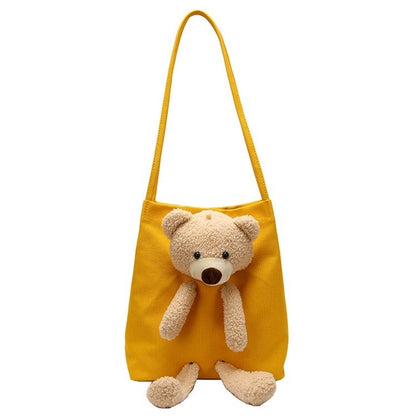 IELGY Summer popular bear canvas fashion portable all-match one-shoulder canvas ladies bag