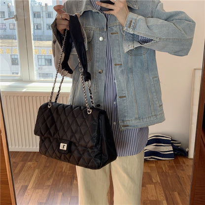 IELGY Women's Bags New Rhombus Large-capacity Nylon Bags Retro Chains Diagonal Shoulder Tote Bags