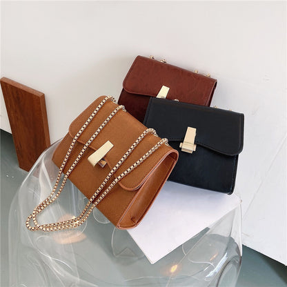 IELGY Women's bag fashion versatile retro casual black portable Korean version simple one-shoulder