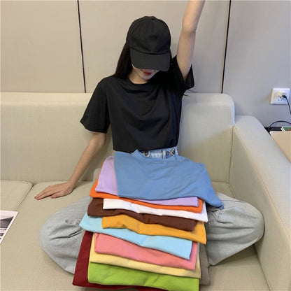 IELGY candy color short-sleeved T-shirt women's summer new loose-fitting blouse