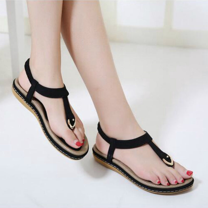 IELGY [Size35-42] Buckle Sandals Women's Casual Seaside Comfortable Plus Size Beach Flats