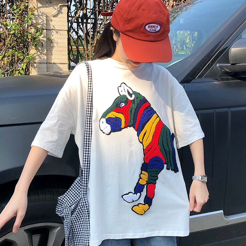 IELGY Large version of ins short-sleeved t-shirt female Korean loose mourning mschf clothes