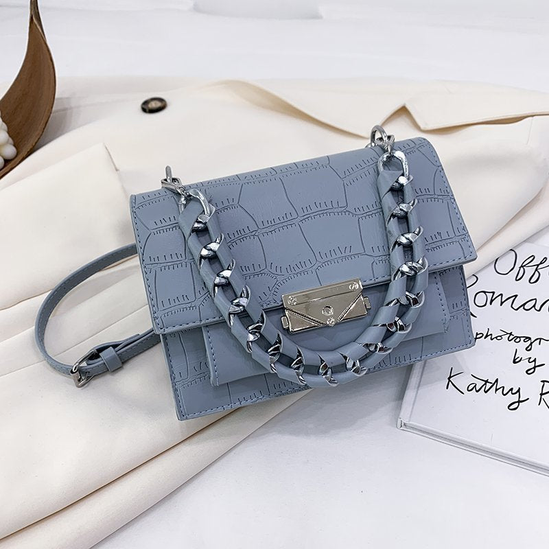 IELGY Women's bag square bag Exquisite shoulder strap solid color Comfortable handy chain one shoulder Fashion version portable Crossbody Ladies shoulder bag
