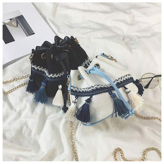 Handbags new chain tassel buckets