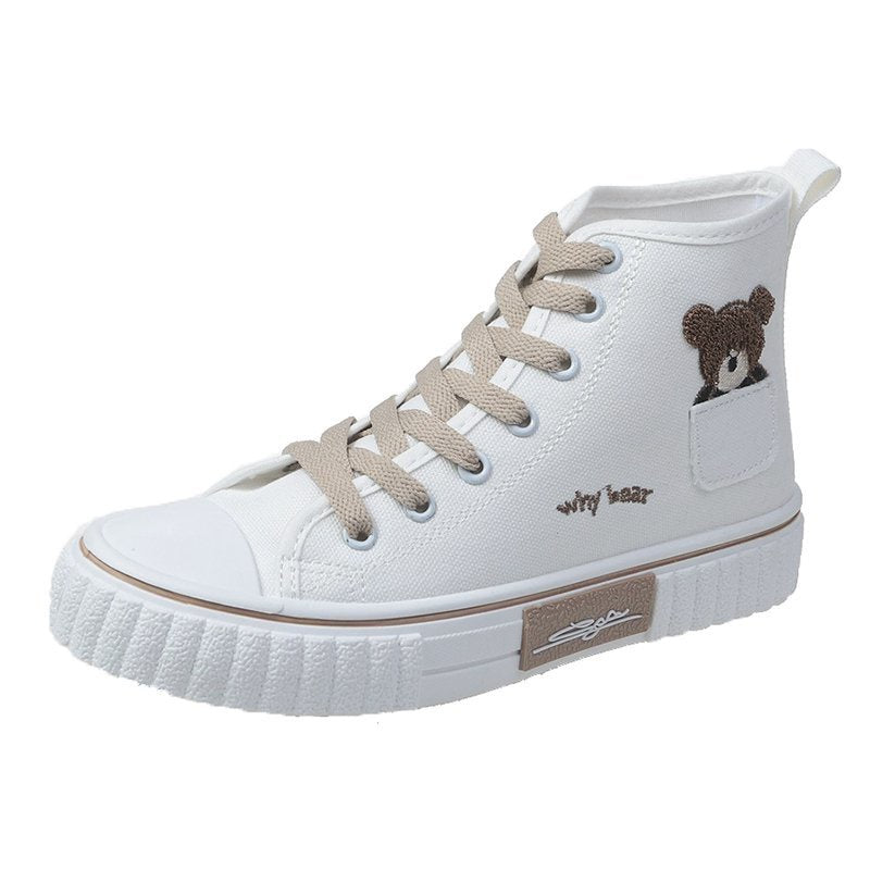 IELGY fashion high-top canvas shoes female Korean style college style cute ins street shooting