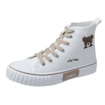 IELGY fashion high-top canvas shoes female Korean style college style cute ins street shooting