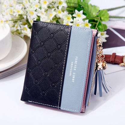 IELGY ladies coin purse contrast color wallet zipper button bag