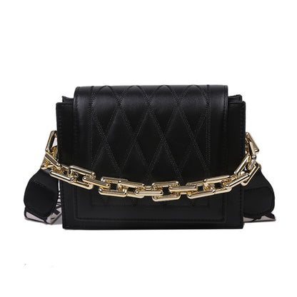 IELGY Women's bag chain one-shoulder crossbody fashion all-match casual square black portable