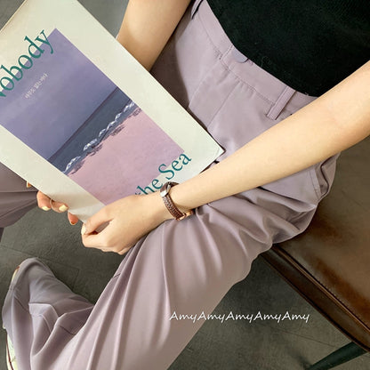 IELGY Summer purple women's wide trousers purple Wide-legged Pants