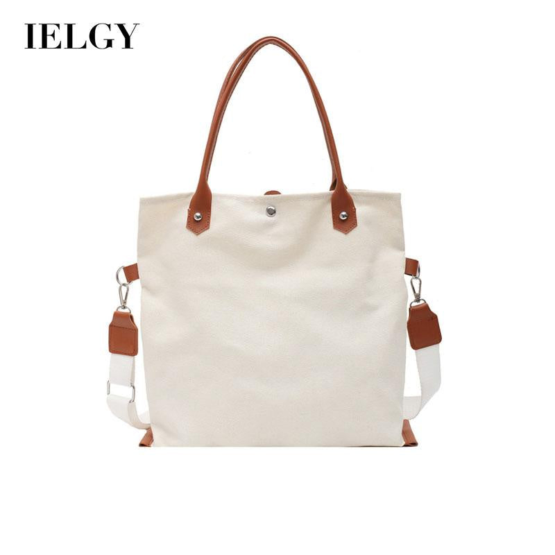 IELGY Woman's bag Casual Large capacity Official document Crossbody One shoulder Black Canvas White Large