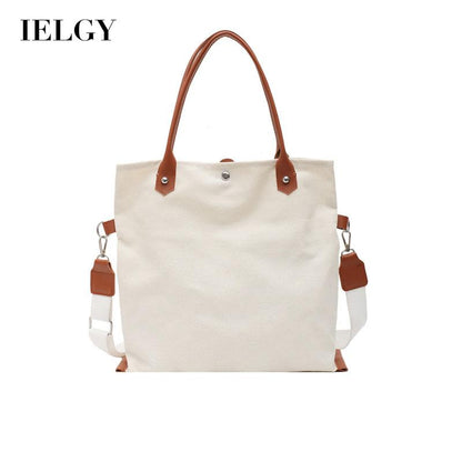 IELGY Woman's bag Casual Large capacity Official document Crossbody One shoulder Black Canvas White Large