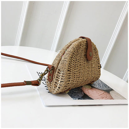 IELGY Straw bag shell bag shoulder Messenger bag beach bag