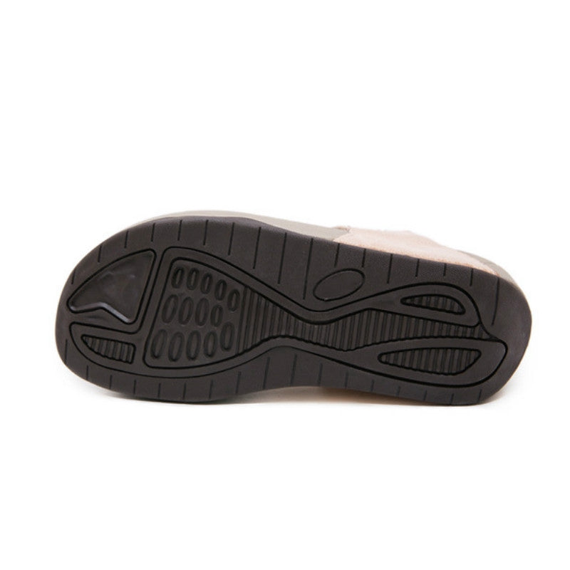 IELGY [Size35-41] Thick sandals and slippers women beach wedge comfortable slip-on large sandals