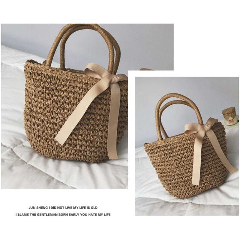 IELGY Straw bag beach bag vacation bag