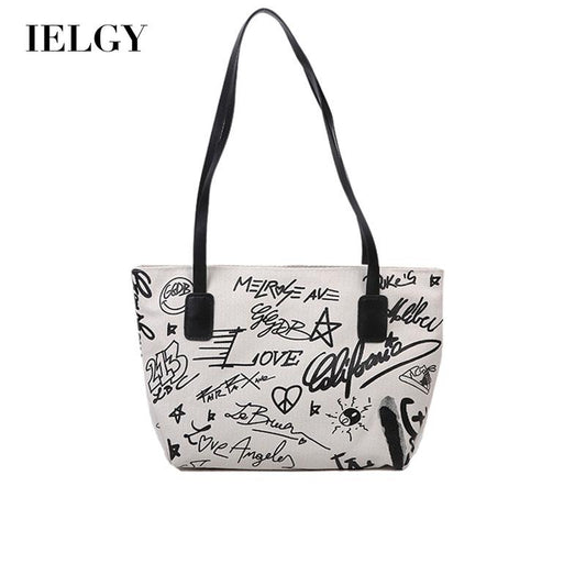 IELGY Commuting Fashion Canvas Tote Horizontal square All-match Portable Casual Woman's Shoulder bag