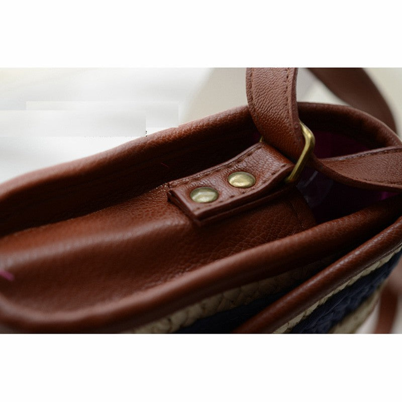 Diagonal shoulder straw bag rattan bag
