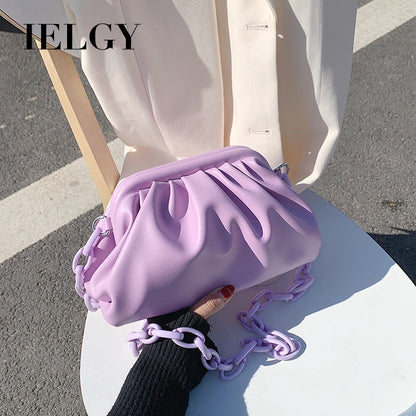 IELGY The Korean version of leisure fashion clouds clip buckle shoulder Messenger bag is new