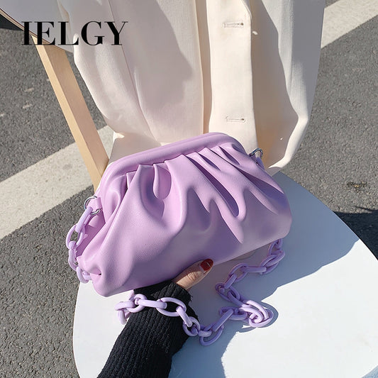 IELGY The Korean version of leisure fashion clouds clip buckle shoulder Messenger bag is new