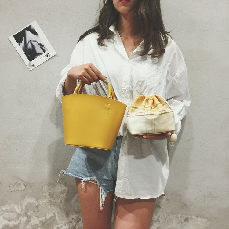 IELGY New yellow bucket bun mother bag diagonal handbag