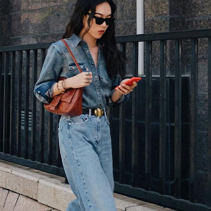 IELGY Retro hand-held shoulder bag French style middle age intellectual crocodile pattern underarm bag