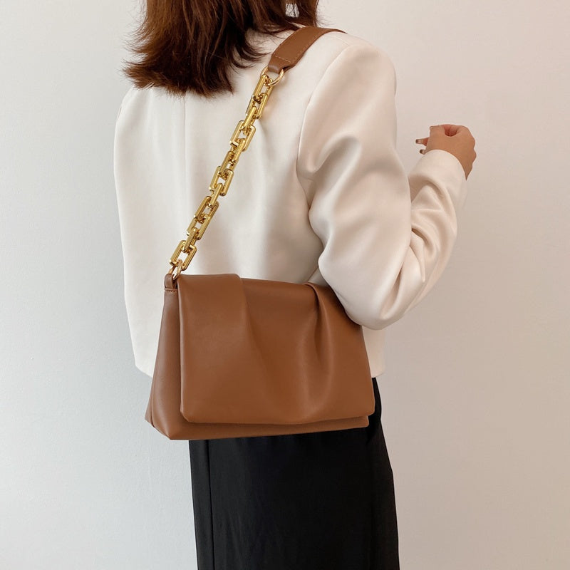 IELGY thick chain small design solid color shoulder diagonal