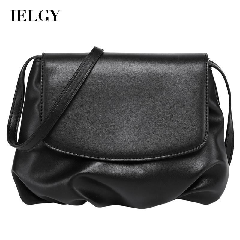 IELGY All-match Dumpling Retro Zipper Black Woman's bag Crossbody Simple One-shoulder