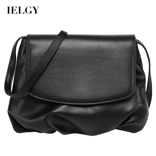 IELGY All-match Dumpling Retro Zipper Black Woman's bag Crossbody Simple One-shoulder